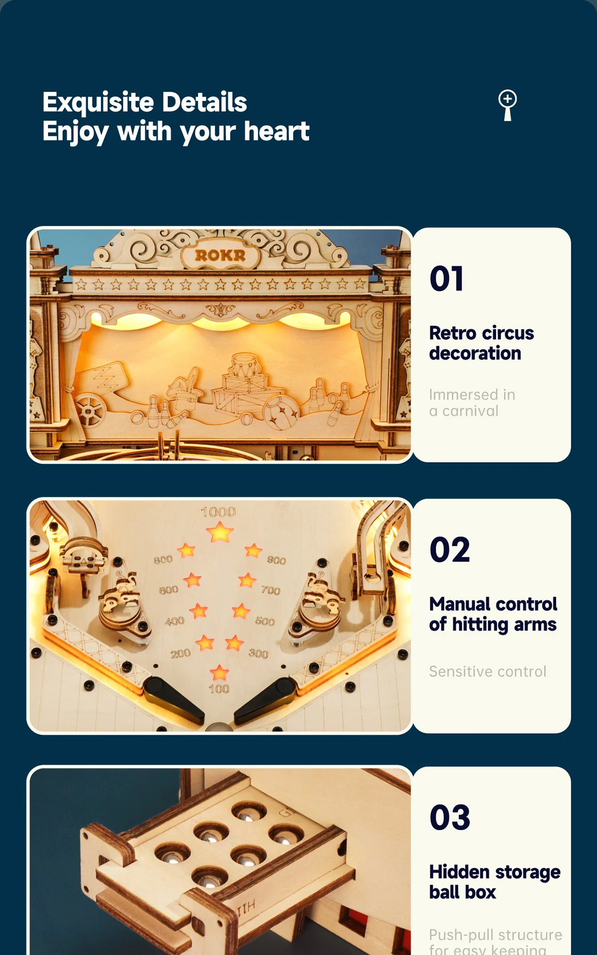 Tegooe 3D Wooden Pinball Machine Puzzle - DIY Mechanical Model Kit for Adults