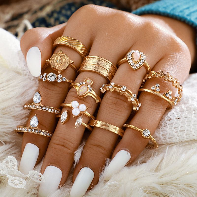 Unique Exquisite Alloy Jewelry Sets Rings (Set of 15 pairs)
