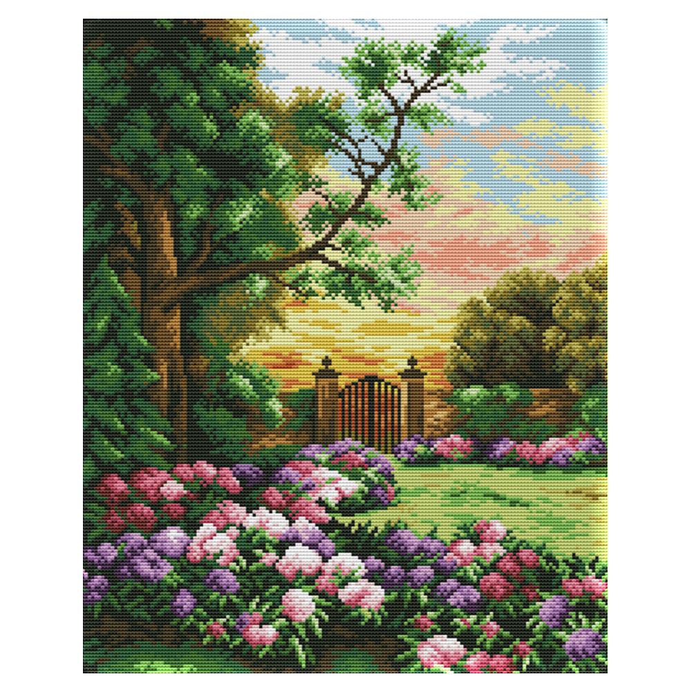 

A corner of the garden - 14CT Stamped Cross Stitch - 36*44cm, 501 Original