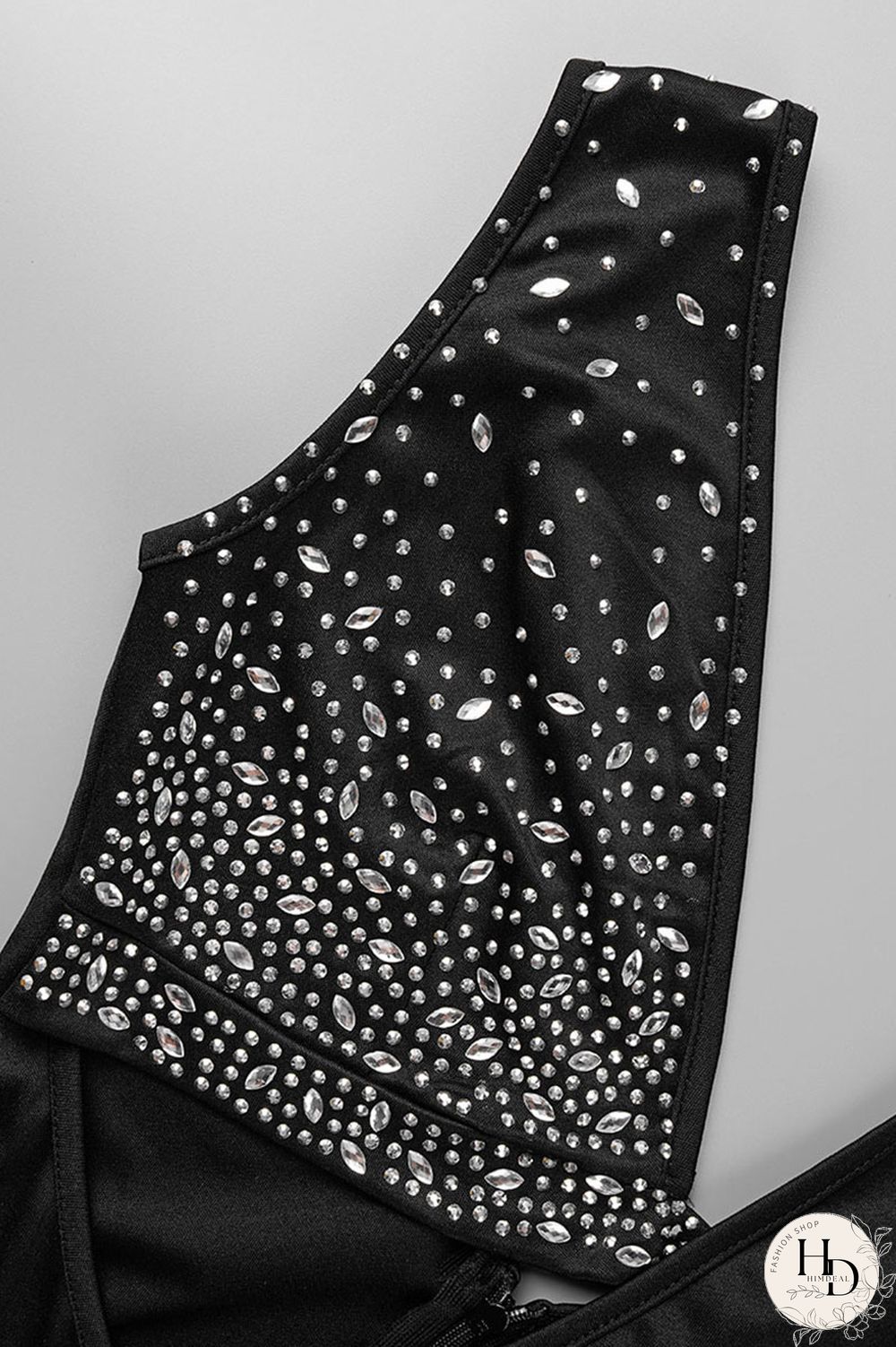 Black Fashion Sexy Patchwork Hot Drilling Hollowed Out Backless V Neck Long Sleeve Dresses