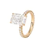 14K Yellow Gold 3ct Radiant Cut Lab Diamond 4 Prongs Basket Setting Bridal Set Rings