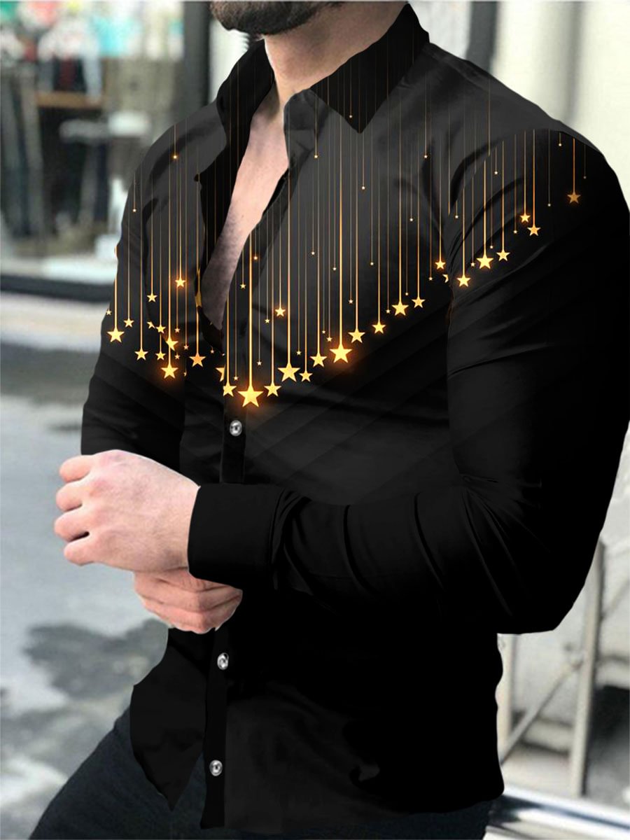 Men's Meteor Print Long Sleeve Shirt