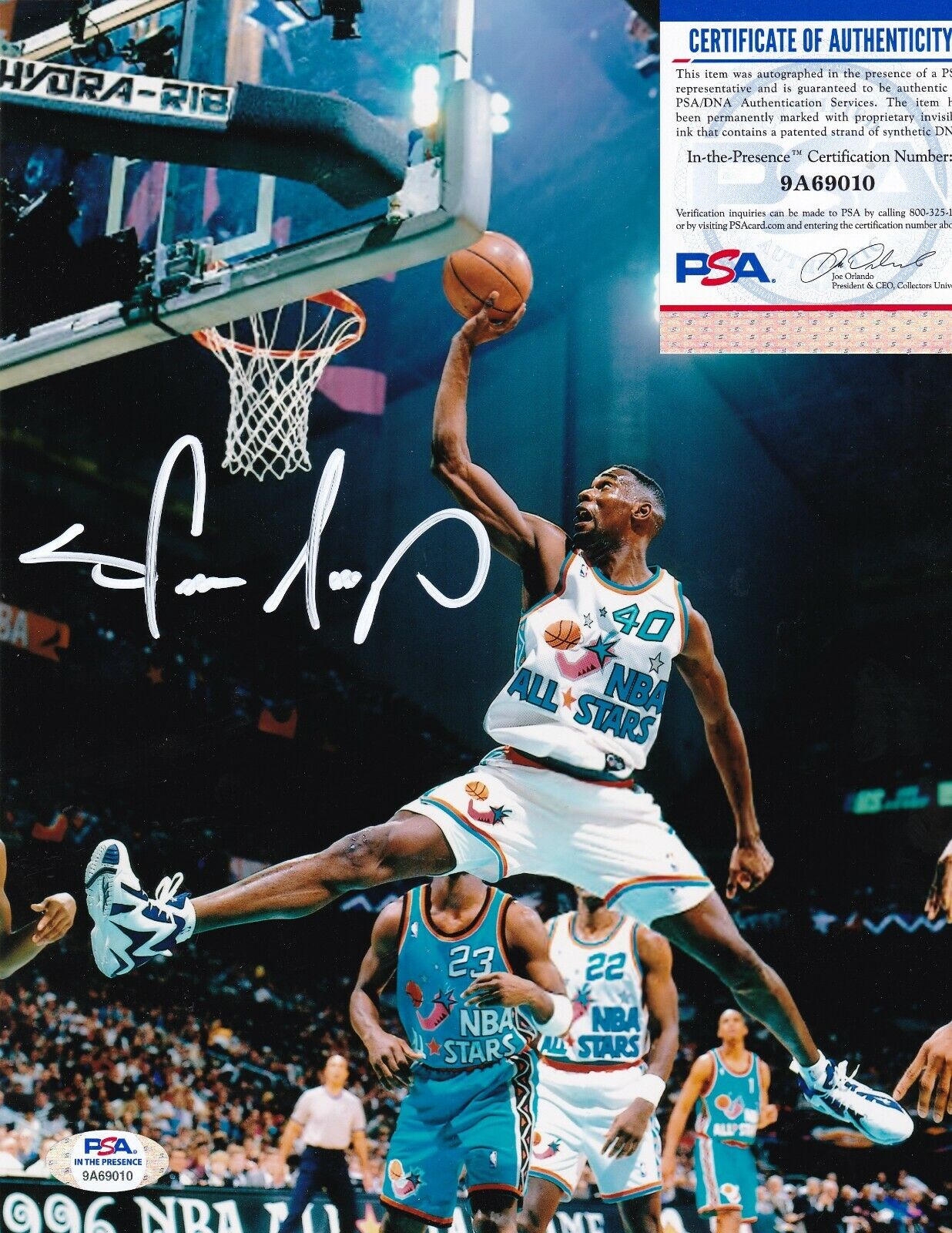 SHAWN KEMP SEATTLE SUPER SONICS ALL STAR PSA AUTHENTICATED ACTION SIGNED 8x10