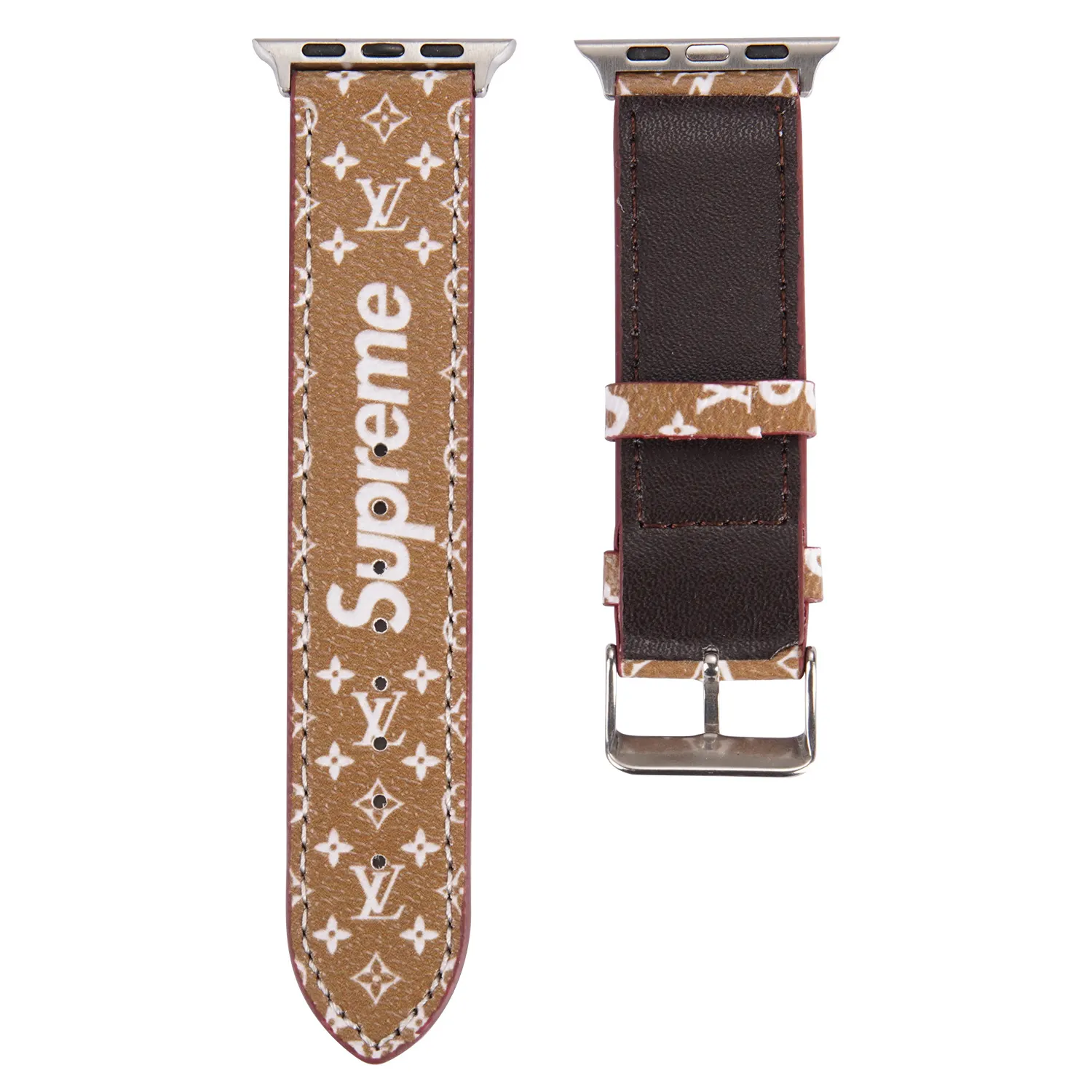 Supreme Fashion Leather LV Monogram Canvas Apple Watch Band