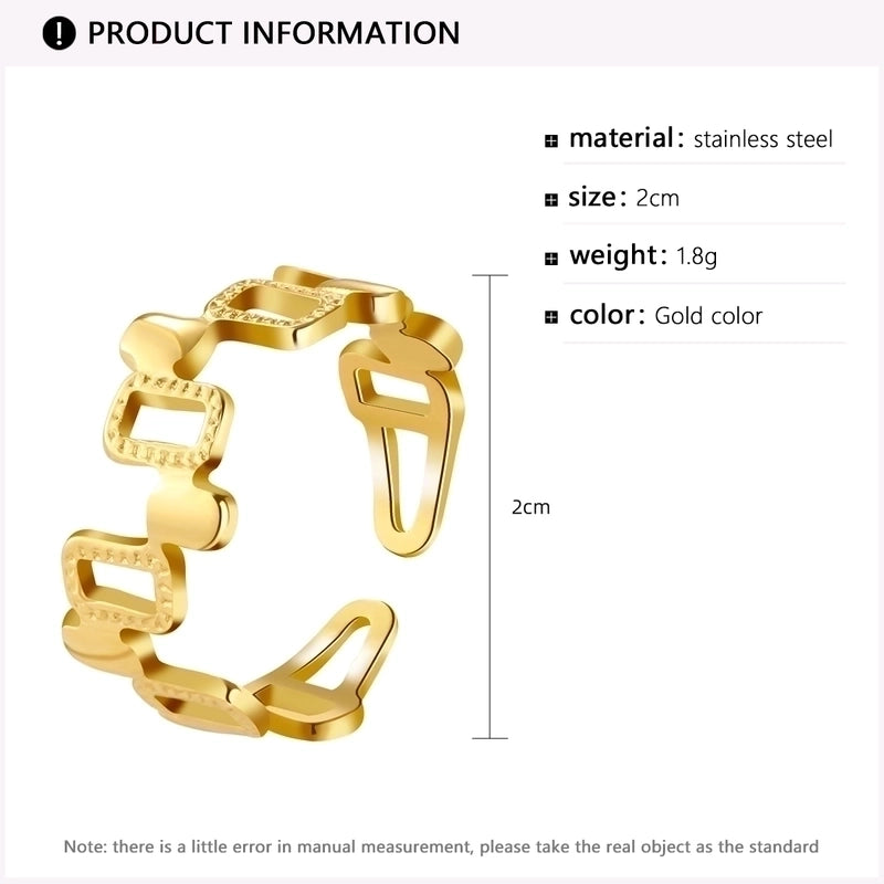 Fashion Minimalist Geometric 304 Stainless Steel No Inlaid 18K Gold Plated Rings