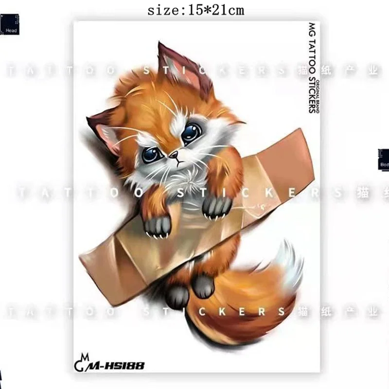 Cartoon Fox Waterproof Temporary Tattoo Stickers for Men Women Cute Pets Small Fresh Art Fake Tattoos Animal Childlike Tattoos