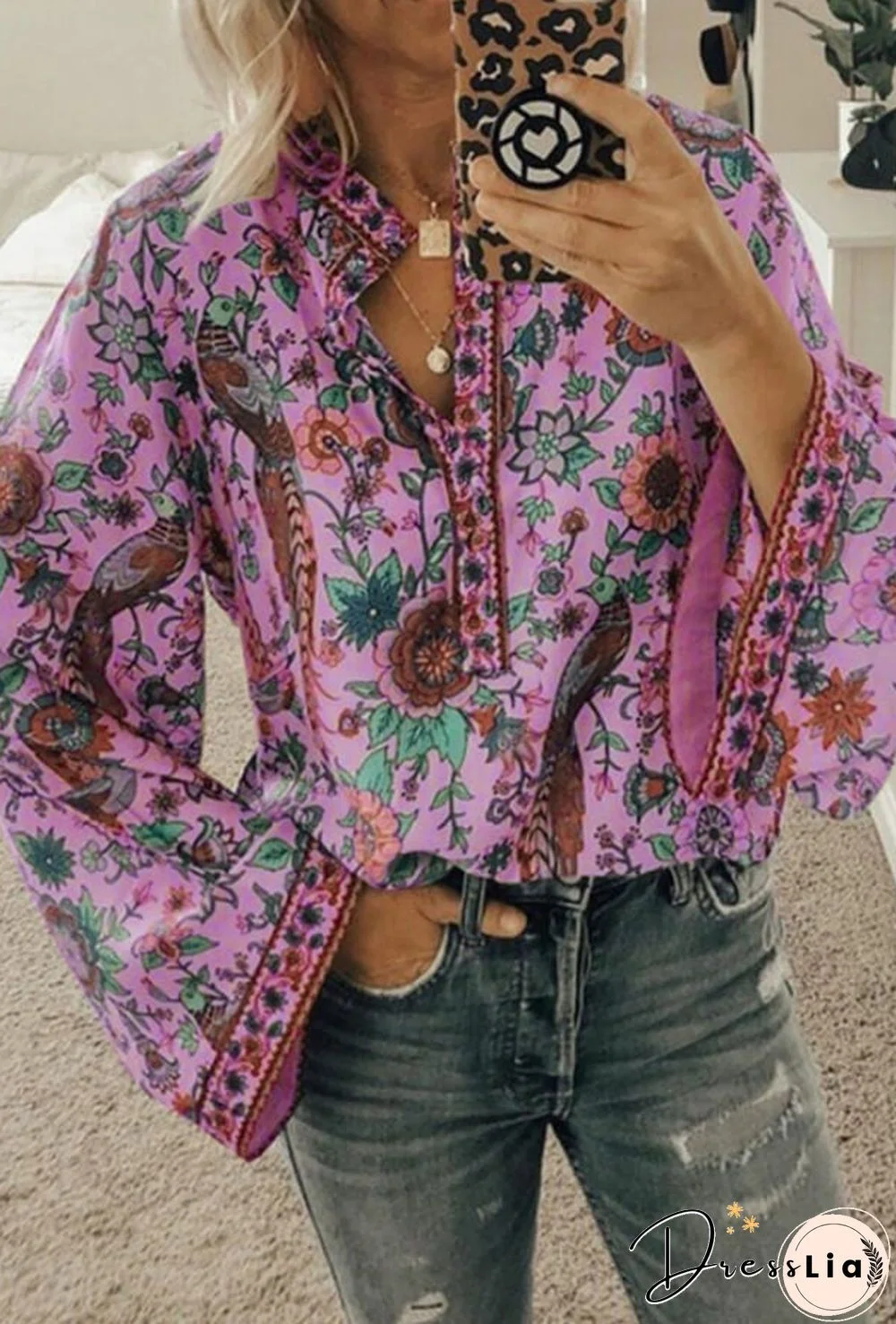 Fashion Casual Floral Print Blouse