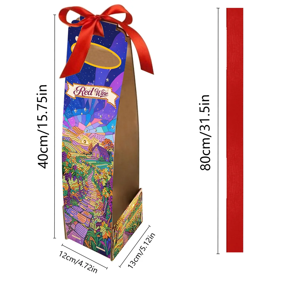 Wooden 5D/DIY Diamond Painting Art Wine Bag Kit for Party Wine Decor (Landscape)