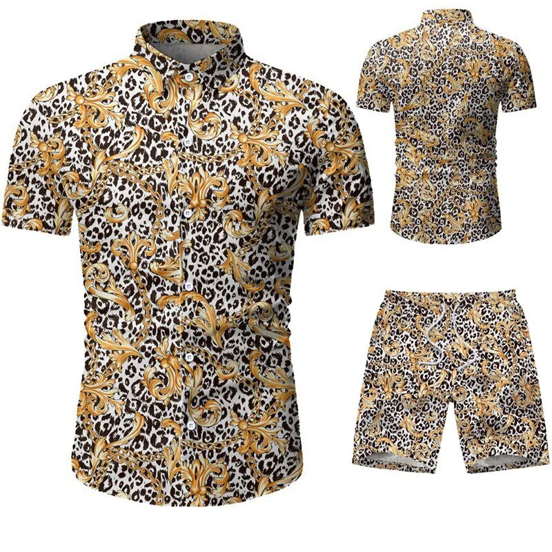 2021 Summer New Fashion European Size Men's Casual Suit Floral Shirt Shorts Set Men Plus Size Clothing for Men 3xl