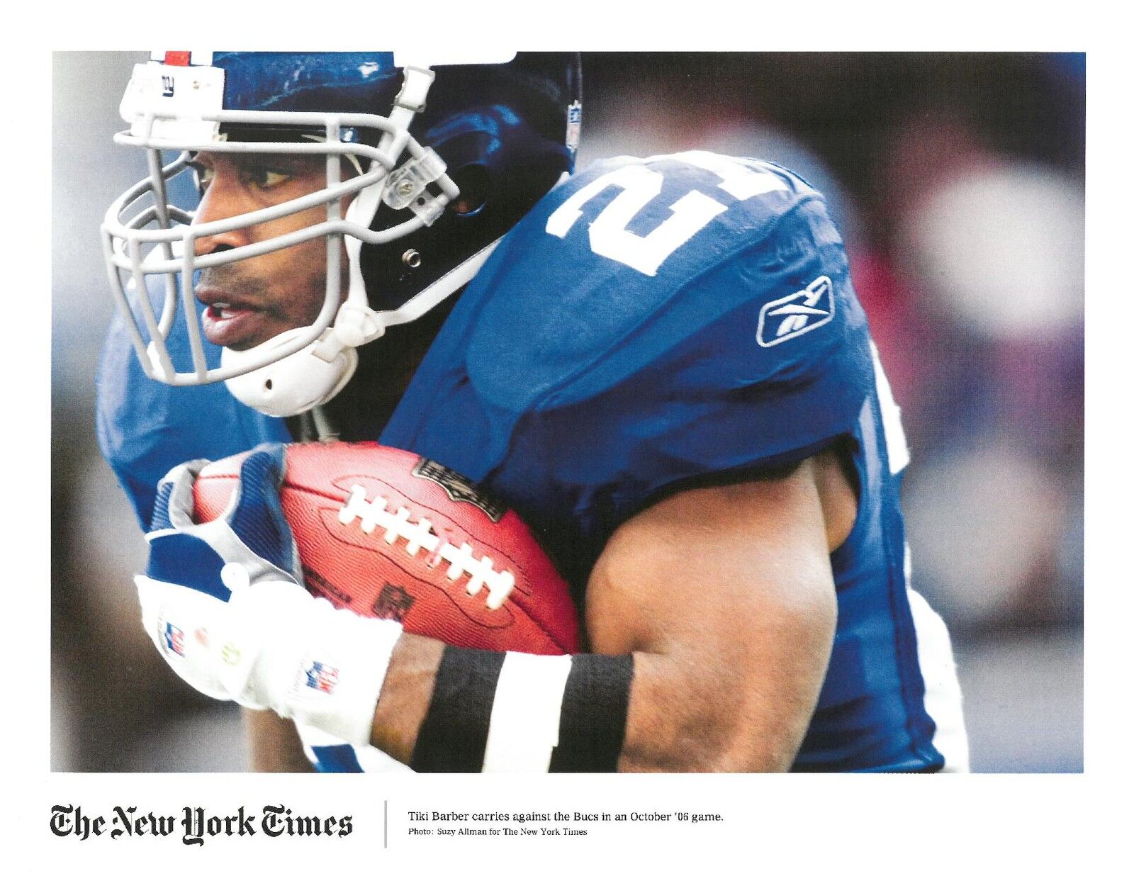 Tiki Barber Unsigned Giants New York Times 8.5x11 Photo Poster painting US#955