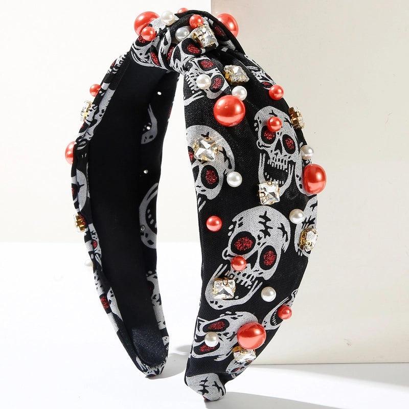 Women’s Hip-Hop Funny Halloween Pattern Spider Web Alloy Diamond Hair Band