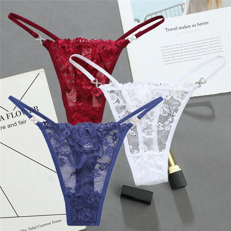 Billionm Women Lace Panties Thongs low Waist Mesh G-String T-Back Briefs Underwear Transparent Ladies Panties Sexy Lingerie