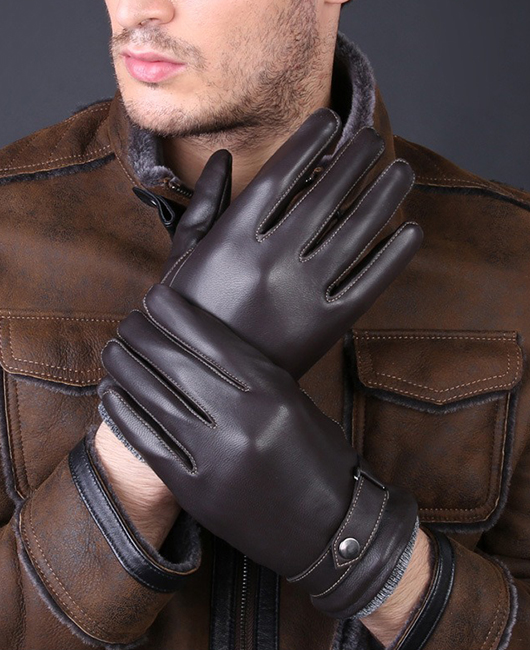 Outdoor Sheepskin Fleece-Lined Warm Full Finger Gloves