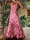 Floral-Print Flared Sleeves Bohemia Maxi Dress