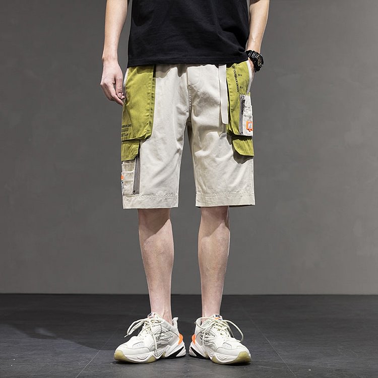 Men's Summer plus Size Beach Pants Retro Sports Shorts Men's Casual Loose Color Matching Fifth Pants Men's Summer Trousers
