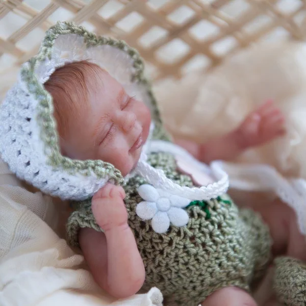 Miniature Doll Sleeping Full Body SiliconeReborn Baby Doll, 6 Inches Realistic Newborn Baby Doll Named Naaji