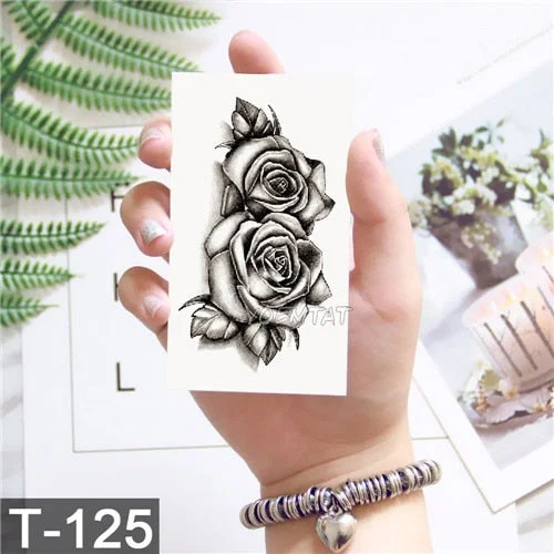 Geometric Moose Elk Arrow Temporary Tattoo Panda Women Hand Tatoo Sticker Triangle Wolf Body Arm Art Waterproof Tattoo Men