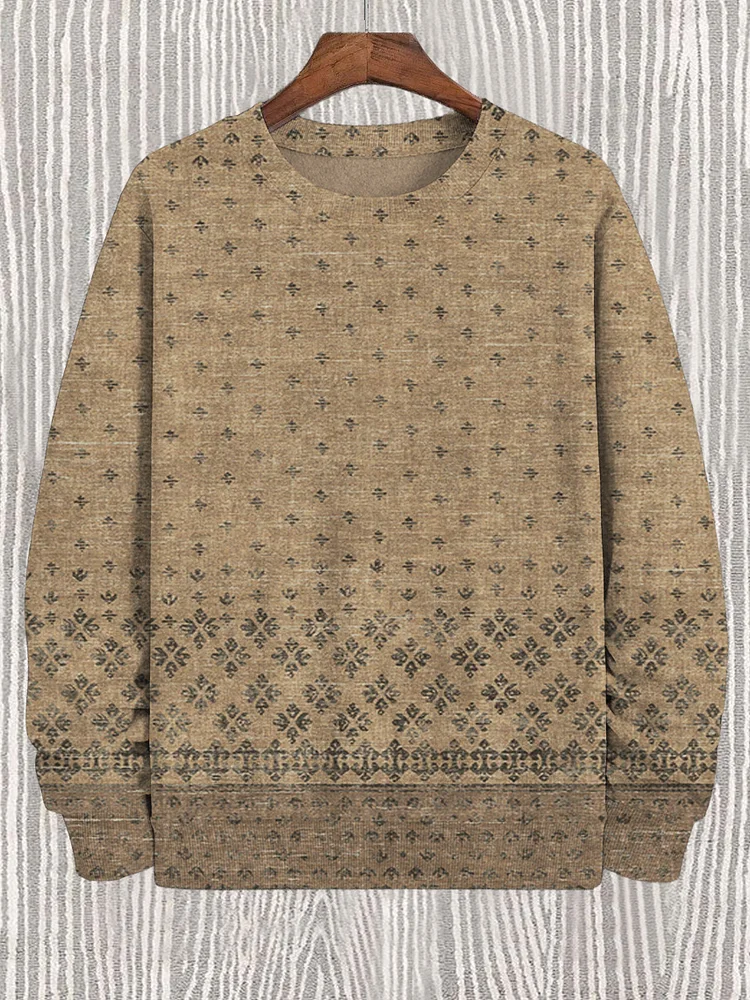 Men's Vintage Ethnic Geometric Patterns Casual Sweatshirt