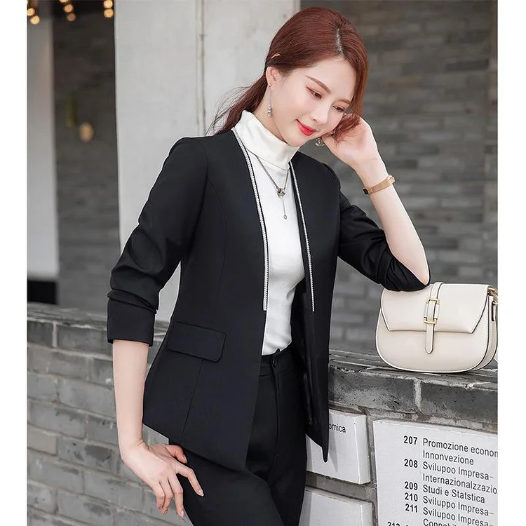 Women Pants Suit Uniform Designs Formal Style Office Lady Bussiness Attire White Spring and Autumn Formal Wear Slim Fit