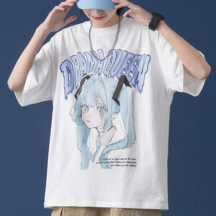 Anime Girl Print O-Neck T-shirt SP15878