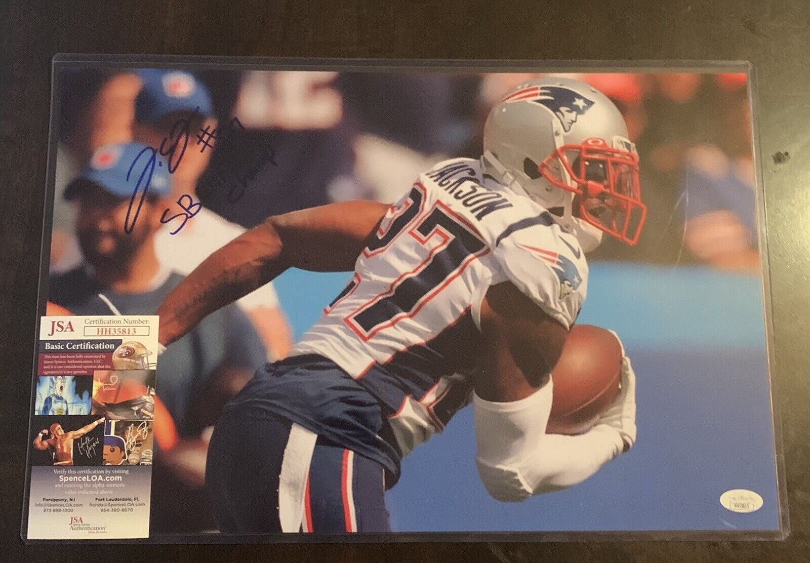 J.C JACKSON 11x17 Signed Photo Poster painting PATRIOTS FOOTBALL JSA/COA HH35813