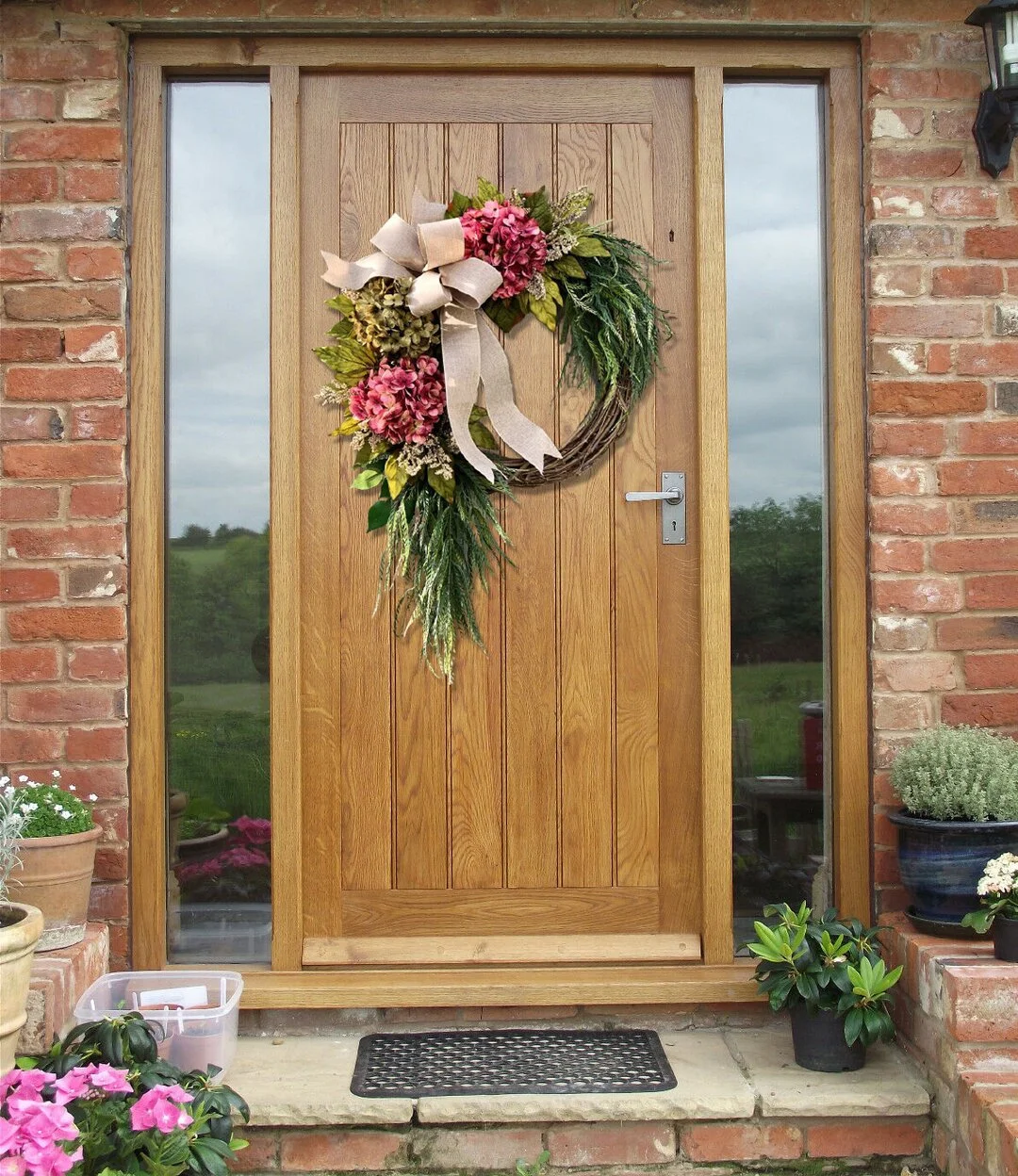 Farmhouse Pink Hydrangea Wreath Rustic Home Decor