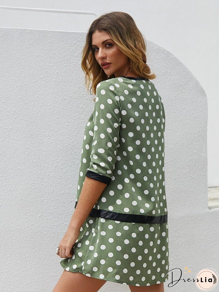 Round spotted pattern long dress