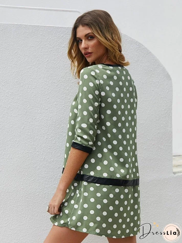 Round spotted pattern long dress