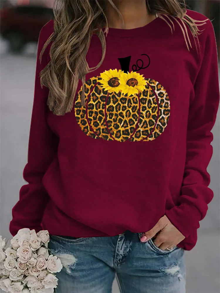 Leopard pumpkin print sweatshirt