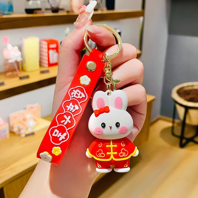 Cartoon Tang Costume Auspicious Rabbit Keychains Backpack Pendant Couple Gift