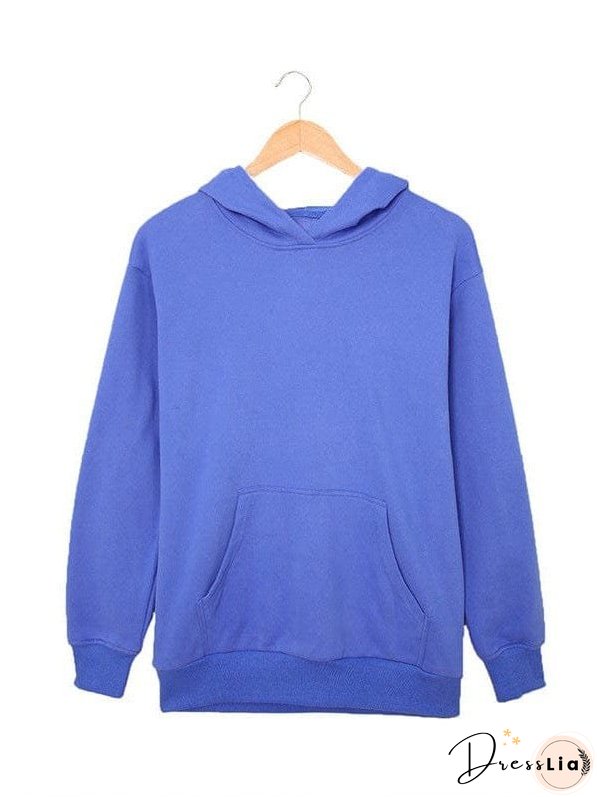Solid Color Hooded Sweatshirt