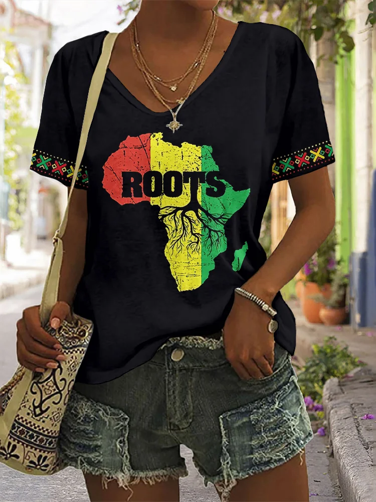 Africa Map Tribal Printed T Shirt