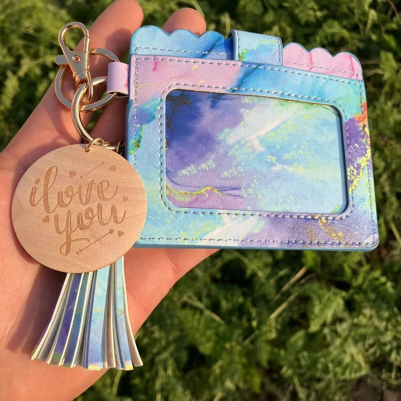 Unisex Lattice Bee Butterfly Pu Leather Open Card Holders