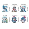 6Pcs Winter Schneemann Pinguin Eisbär doppelseitig - 5d DIY Handwerk Schlüsselanhänger