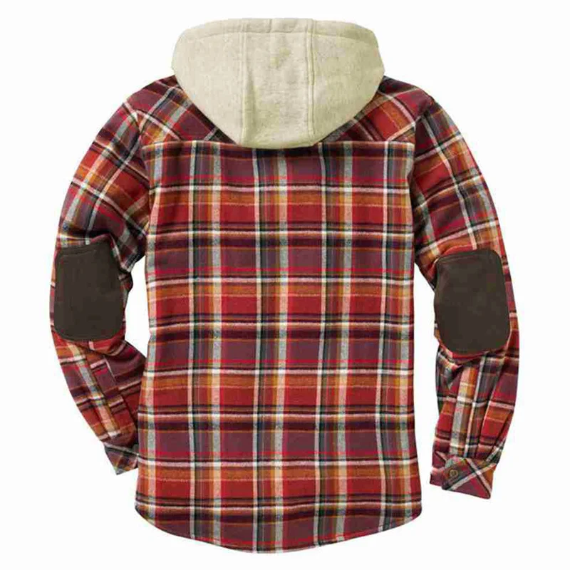 Uveng Uveng Men's Autumn And Winter Plaid Hooded Hooded Shirt Plus Plus Thick Jacket SY0093