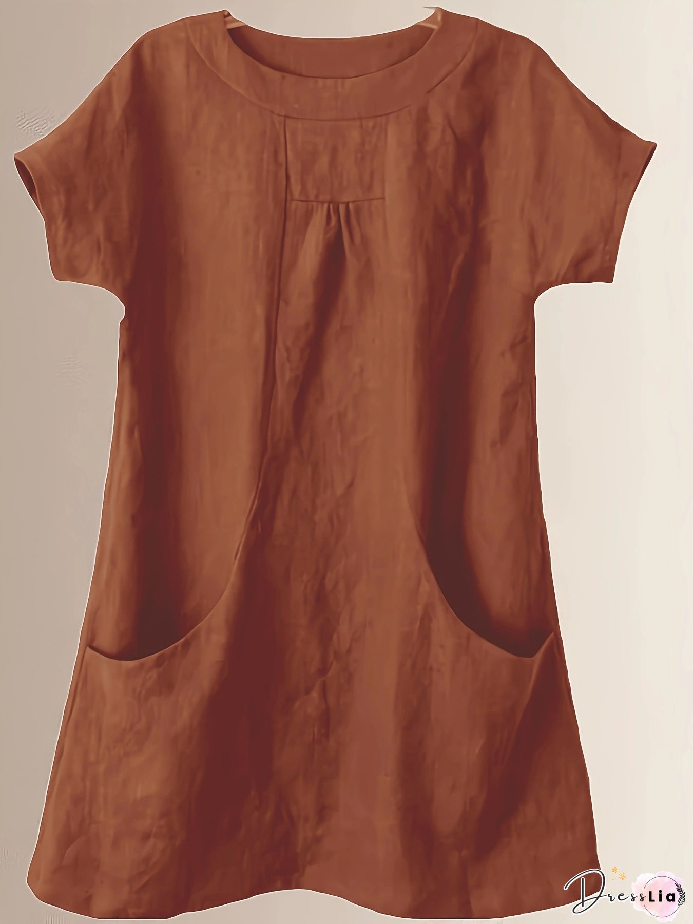 Short Sleeve Pockets Cotton-Blend Shirts & Tops Linen