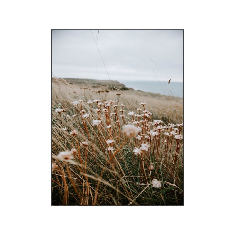 Nordic Art Canvas Painting Autumn Natural Ocean Coastal Landscape Poster Plant Windmill Picture Shopping Mall Decoration Mural