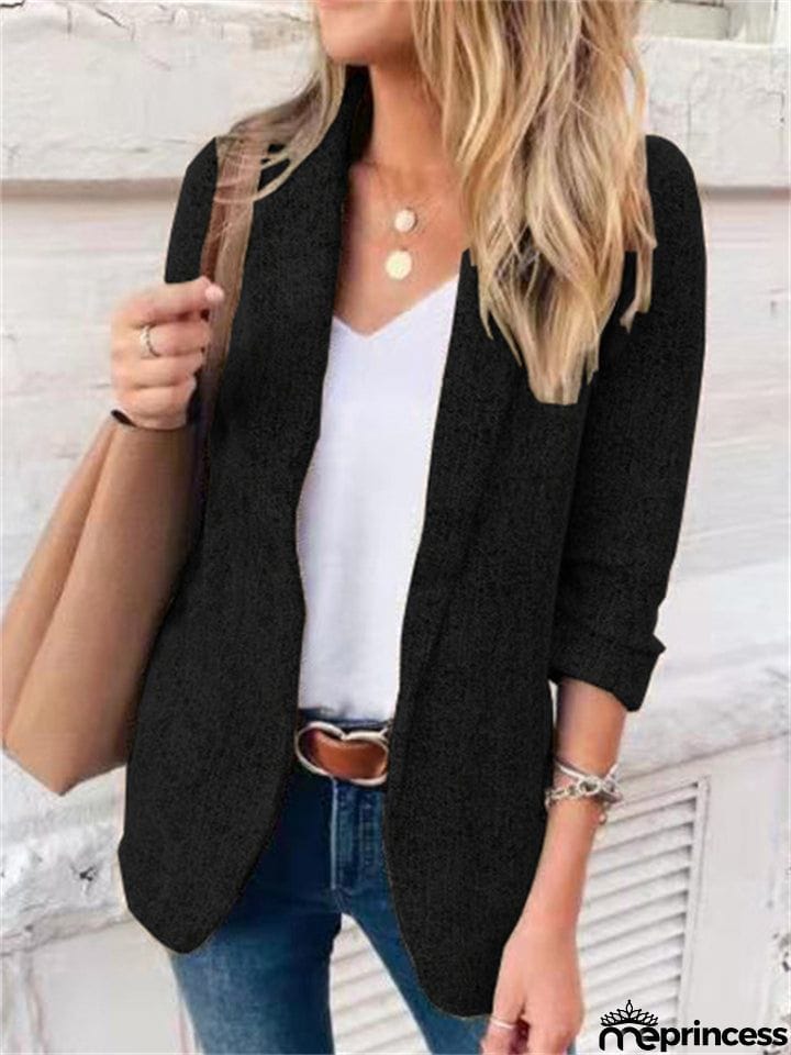 Fashion Open Front Lapel Collar Slim Casual Work Office Blazer Jacket