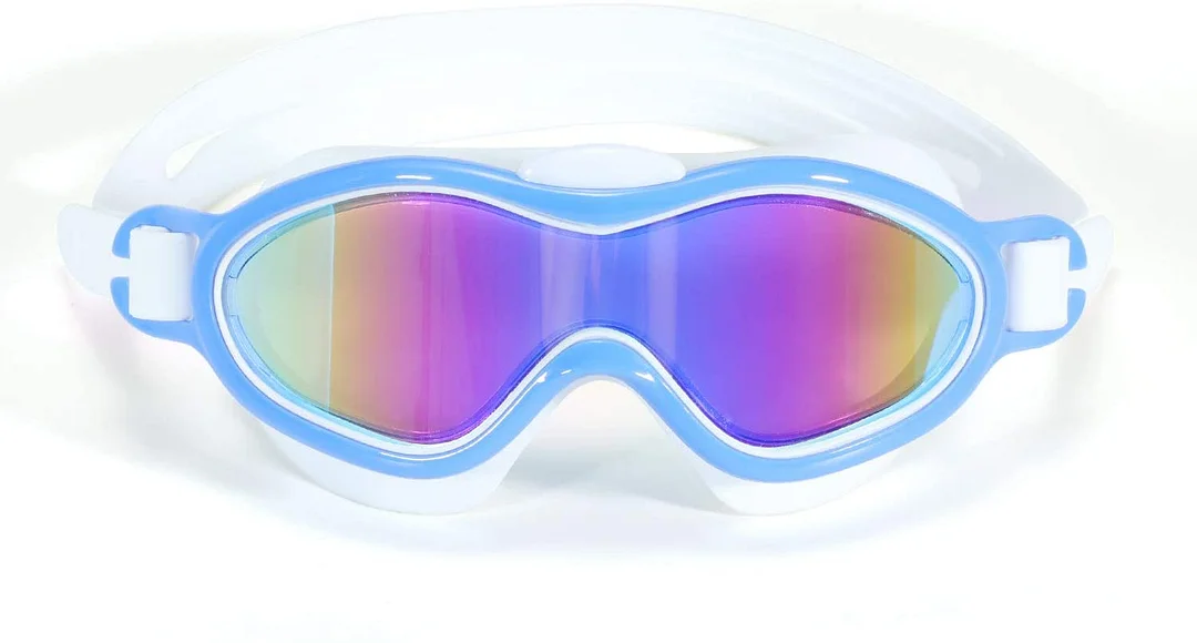 Kids Swim Goggles for Boys and Girls from 4 to 15 Years Old Wide Vision, No Leaking, Anti-Fog, Waterproof (Blue)
