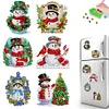 6Pcs Diamond Painting Acrylic Christmas Snowman Fridge Stickers