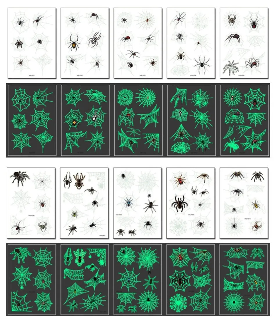 10-20pcs/set Colorful Halloween Skull Head Temporary Tattoo Sticker Child Adult Body Art Water Transfer Fake Tattoo for Face