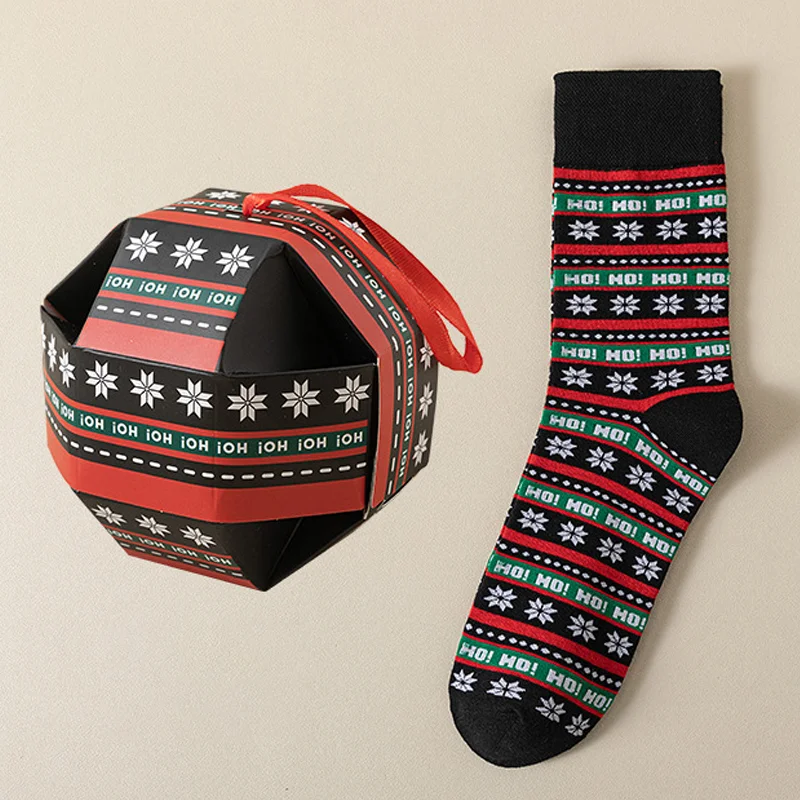 Christmas Autumn And Winter Gift Box With Cartoon Pattern Unisex Mid-Calf Socks