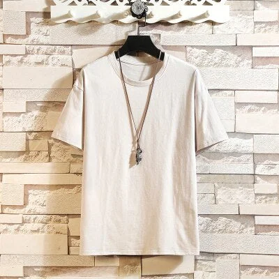 Fashion Short Sleeves Korea Black White Red O NECK T-shirt Men's Cotton 2020 Summer Clothes TOP TEES Tshirt Plus OverSize M-5X