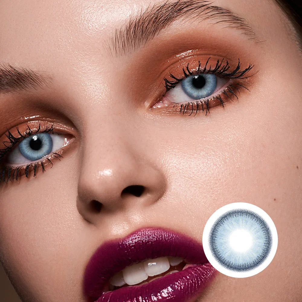 NEBULALENS Hawthorn Blue Yearly Prescription Colored Contact Lenses NEBULALENS