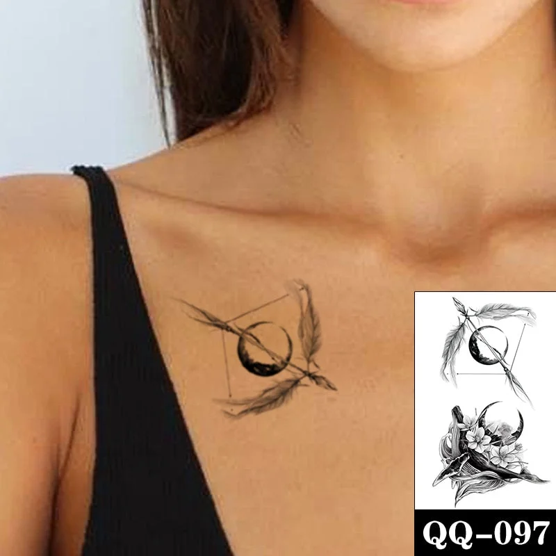 Tattoo Sticker Moon Sun Lunar Star Element Body Art Makeup Waterproof Temporary Women and Men Fake Tatoo