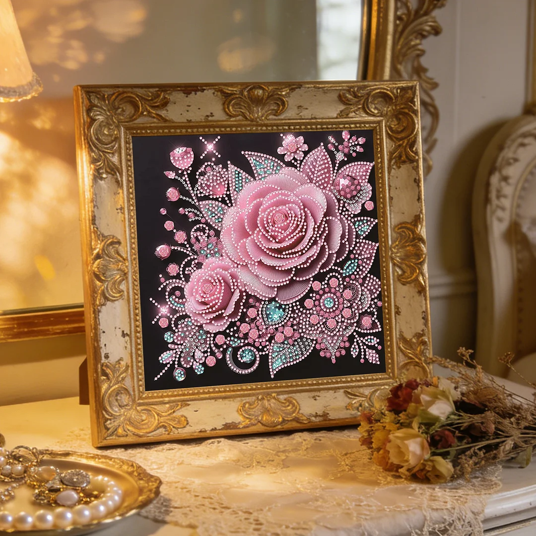 Rose Special Shaped 5D DIY Partial Drill Diamond Painting Kit Home Art 30x30cm