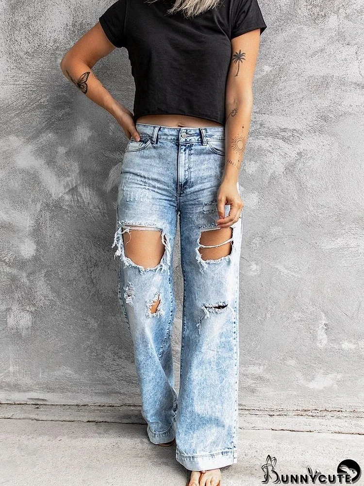 Ripped Wide Leg Jeans