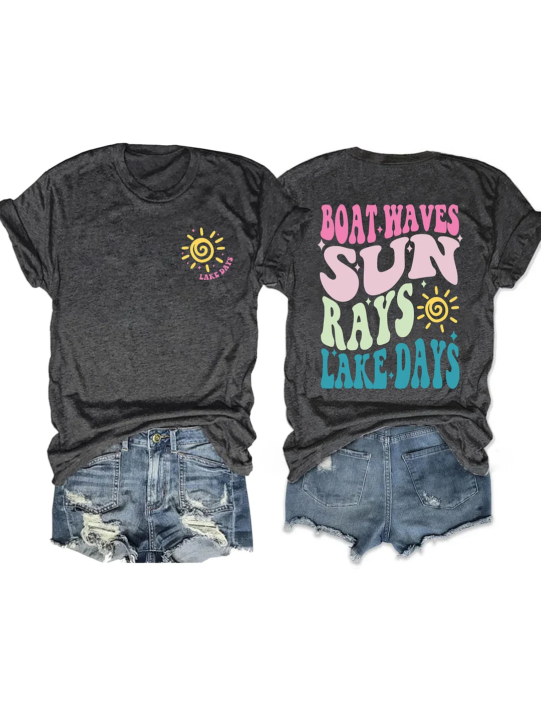 Boat Waves Sun Rays Lake Days T-shirt