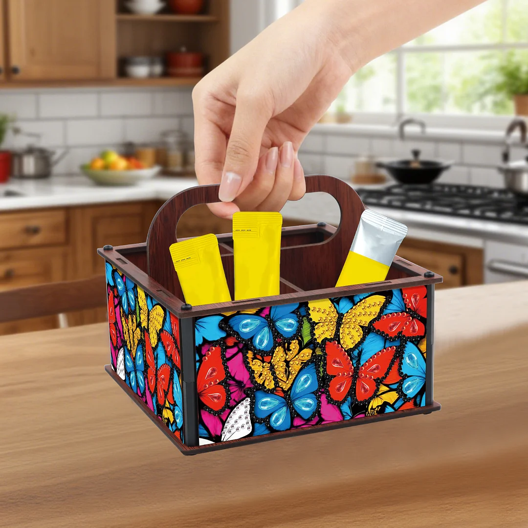 DIY Butterfly Wooden Diamond Painting Handheld Storage Box Kit Tabletop Decor