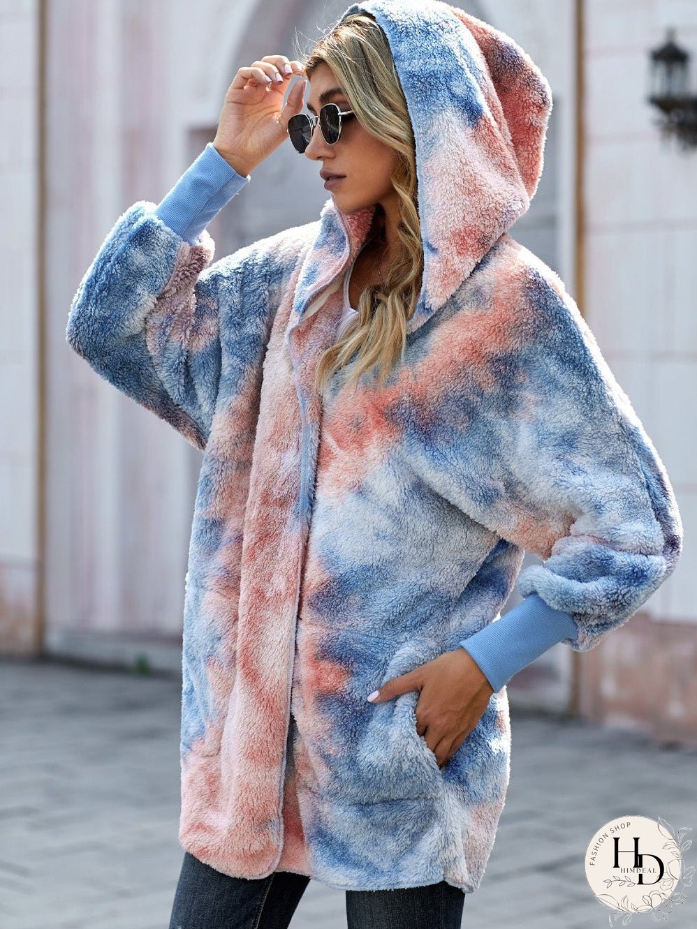Trendy Tie-Dye Hooded Jacket